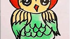 how to draw and colour owl for kids #kicolourworld