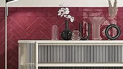 Ceramic Subway Tile Hand Made Gloss Finish 3 Inch X 12 Inch, Wall Tile, Kitchen and Bath Backsplash, Made in Italy (Box of 5.4 Sqft) (Burgundy Purple)
