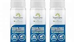 Nurture Rinse Free Waterless Foaming Cleanser | Women, Camping, Elderly & Hospital Care | Waterless Shower & Bath Wash w/Aloe for Sensitive Dry Skin