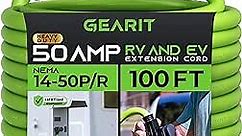 GearIT 50-Amp Extension Cord for RV and EV (100 Feet) 4-Prong 250-Volt, Tesla Model 3/S/X/Y, NEMA 14-50P to 14-50R 6/3, 8/1 STW AWG Gauge Outdoor Auto Power Cord