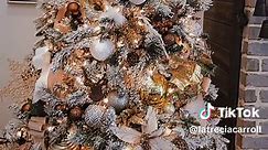 Christmas Flocked Tree Brown, Gold, & White 9ft Flocked #snowribbon #walmarttree #ytb