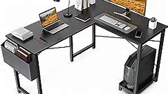 L Shaped Desk Computer Corner Desk Home Office Writing Desk Table Workstation Gaming Study Desks with Side Storage Bag, Black