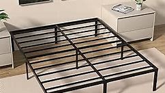 18 Inch Full Size Metal Platform Bed Frame Heavy Duty Mattress Foundation Support No Box Spring Need, Black