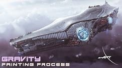 digital painting process of gravity spaceship | space ART