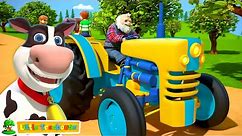 Learn Farm Animals with Wheels On The Tractor + More Vehicle Rhymes & Songs for Kids