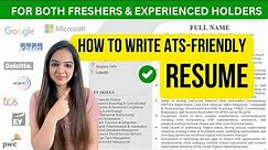 How to write an ATS Resume | For Freshers & Experienced People (Step-by-Step Tutorial)