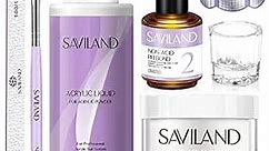 Saviland 6 OZ Acrylic Nail Kit – 4 OZ Acrylic Liquid and 2 OZ Clear Acrylic Powder with Nail Brush Nail Tools Set Starter Kit for Home DIY Extension Acrylic Nails