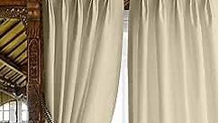 Triple Pinch Pleated Blackout Curtains Thermal Insulated Room Darkening Drapes for Bedroom/Livingroom Along with 2 Panels Combined W(36"+36"),Tiebacks,Hooks (Beige, 72"x95")
