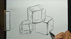 How to Draw Ice Cubes with Steps and Easy