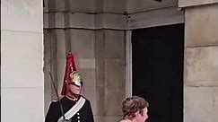 The King's Guard smiles when his family arrive at Horse Guards. 01.09.2023.