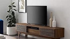 Modway Render 70" Mid-Century Modern Low Profile Entertainment TV Stand, 70 Inch, Walnut Walnut