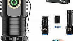Mini Magnetic Flashlight,USB C Rechargeable Small Flashlight with Clip - Aluminum Alloy,2000 Lumens,6 Modes,Two Size Variable Designs, Suitable for Camping,Hiking and Emergency(S450X)