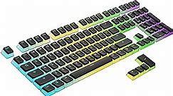 Ranked Pudding PBT Keycaps | 112 Double Shot Translucent ANSI US & ISO Layout | OEM Profile for RGB Mechanical Gaming Keyboard (Black)