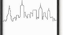Haus & Hues Black and White NYC Wall Art - Black and White Pictures for Wall Decor New York City Wall Art NYC Skyline Wall Art Black and White NYC Skyline Line Art (Framed Black, 16x20)