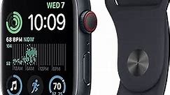 Apple Watch SE (2nd Gen) [GPS +Cellular 44mm] Smart Watch w/Midnight Aluminum Case & Midnight Sport Band - M/L. Fitness & Sleep Tracker, Crash Detection, Heart Rate Monitor, Water Resistant