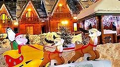 8 FT Christmas Inflatable Santa Claus on Sleigh with 2 Reindeer & Penguin, Outdoor Christmas Blow Up Yard Decorations, Xmas Decorations Clearance with Built-in LED Lights