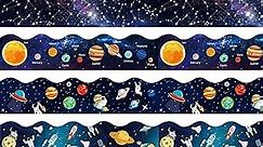 118 Feet Classroom Bulletin Board Borders, Colorful Die Cut Border Trim Scalloped Classroom Borders Decor for School Classroom Chalkboard Office Home Decorations (Planet Space Style)