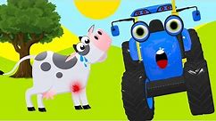 Tractors for children with farm animals - Blue Tractor Song Cartoon for Toddlers