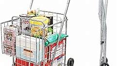 Grocery Shopping Cart with Wheels Deluxe Stair Climber Utility Cart Easily Collapsible Cart with Tri-Wheels, 66 LBS Capacity, Extended Foam Cover, Trolley for Shopping, Stair, Laundry