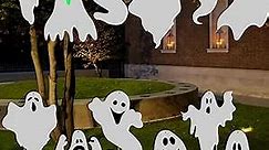 Halloween Outdoor Decorations Yard Signs Stakes - 6PCS Ghost Lawn Decorations Signs with Face Sticker for Garden Yard Scary Halloween Decorations Outside