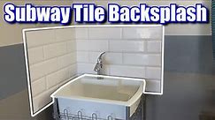 Installing Tile Backsplash with Schluter Trim on the Utility Sink