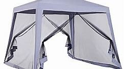 Outsunny Outdoor Gazebo Canopy Tent With Mesh Screen Walls - Grey