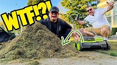 Neighbor tests out his new cordless DETHATCHER before OVERSEEDING and the results are scary 😳