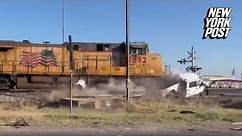Unbelievable Moment - Texas Train Crash Caught on Camera | New York Post