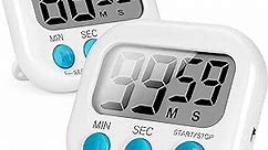 Kitchen Timer (Battery Included), Magnetic Digital Timers Loud Alarm Kitchen Timers for Cooking 2 Pack White, Upgrade Silent Classroom Timer for Kids, Back Stand for Visual Timer