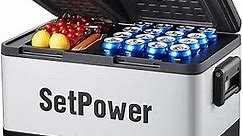 Setpower PT55 Electric Cooler 12 Volt Refrigerator,Dual Zone Portable Freezer Fridge,55L(58 Quar) Car Refrigerator,Car Camping Fridge for RV,Truck,Vehicles,Travel and Home Use,0℉-50℉,3-YEAR Warranty