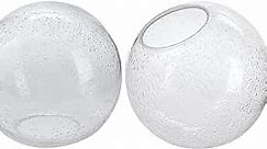 2-5/8" Opening Hole Lighting Fixture Replacement Glass Globe Shade, 5.9" Diameter Round Ball Globe, 2.7" Fitter Clear Seeded Bubbles Glass Lamp Shade for Chandelier Pendant Light, 2 Pack