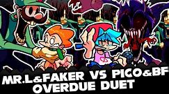 FNF | MR L&Faker Vs Pico&BF | OverDue DUET - Mario's Madness V2 | Mods/Hard/Gameplay |