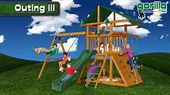 Gorilla Playsets DYI Outing III Wooden Outdoor Playset with Tarp Roof, Rock Wall, Wave Slide, Swings, and Backyard Swing Set Accessories 01-0001