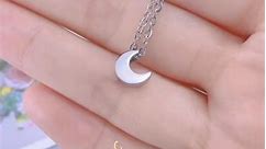new arrival stainless steel moon necklace with engraved name or letter.Silver and gold instockit will not change color to black。 #moonnecklace #necklace #customnecklace #engravinggift #birthdaygift #girlfriendgift #anniversarygift #theprintstudio #jewelry | The Print Studio
