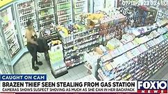 Thief caught on gas station camera