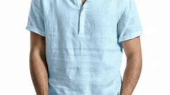 TIHLMK Mens Tshirts Men's Baggy Cotton Linen Solid Color Short Sleeve Hooded T Shirts Tops Blouse - Walmart.ca