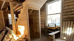 Building on my closet underneath the stairs at my off grid log cabin, alone in the forest.survival