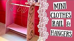 DIY Miniature CLOTHES RAIL & HANGERS for Barbie/Sindy Dolls House How to make mini FURNITURE RACK