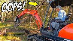 Removing a Dangerous Leaning Tree with Mini Excavator!