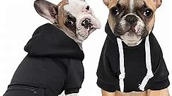 Dog Hoodies for Medium Dogs, Frenchie Clothes for Dogs Winter Plain Dog Sweaters, Soft Fleece Dog Cold Weather Coats French Bulldog Clothes
