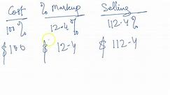 SOLVED: By conversion of the markup formula, solve the following: (Round your answer to the nearest whole percent)Percent markup Percent markup cost selling price