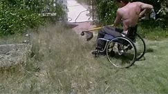 Wheelchair style - Using Gas Powered Weed Eater in Backyard - L1 injury 4-4-14