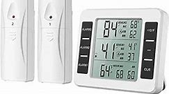 (UPGRADED) AMIR Refrigerator Thermometer, Wireless Indoor Outdoor Freezer Thermometer, Sensor Temperature Monitor with Audible Alarm Temperature Gauge for Kitchen, Freezer, Home (Battery not Included)