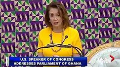 U.S. House Speaker Nancy Pelosi addresses Ghana’s parliament