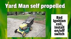 Yard Man push mower has no spark and no self propel: Replacing Briggs ignition coil and fix wheels