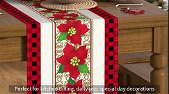 Christmas Table Runner Plaid Red Floral Christmas Table Decorations for Kitchen Dining Seasonal Winter Xmas Gifts Table Decoration for Indoor Outdoor Home Party Decor (13" x 60", Table Runner)