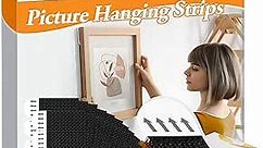 Picture Hanging Strips Heavy Duty, Damage Free Hanging Picture Hangers, Picture Hanging Kit, Hanging Hooks Without Nails, Adhesive Tape Wall Strips for Christmas 40-Pairs(80 Strips)…