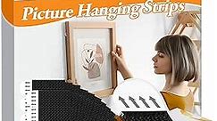 Picture Hanging Strips Heavy Duty, Damage Free Hanging Picture Hangers, Picture Hanging Kit, Hanging Hooks Without Nails, Adhesive Tape Wall Strips for Christmas 40-Pairs(80 Strips)
