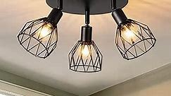 Kitchen Light Fixtures Ceiling Mount, 3-Lights Multi-Directional Rotating Black Iron Lamp Shade, for Kitchen Farmhouse, Dining Room,Porch,Hallway Etc. (E12 Bulb Not Included).