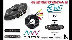 Microware AV Multi Box RCA AV Audio Video Signal Switcher + 3 RCA Cable, 3 Group Input-12789